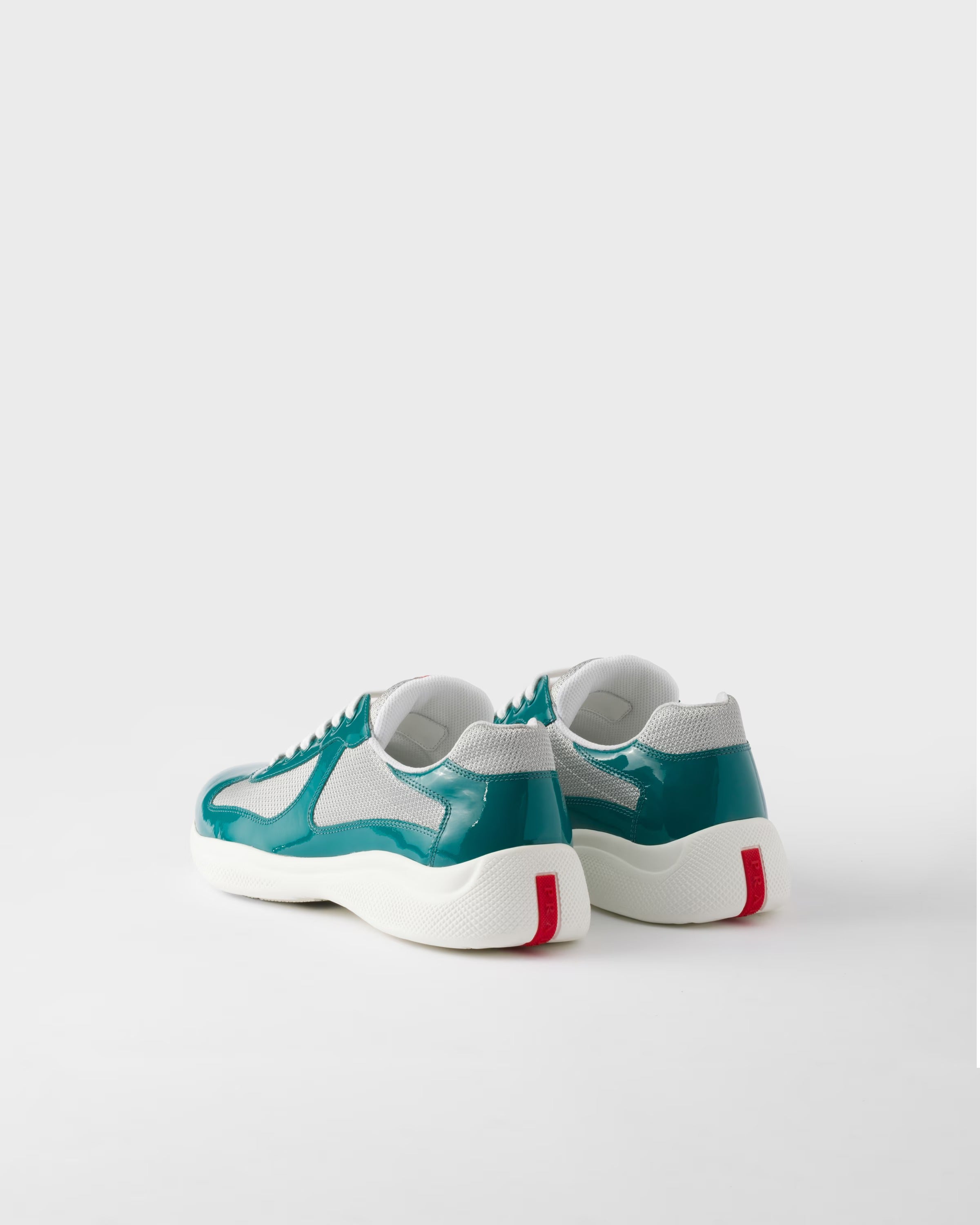 Patent leather and technical fabric Prada America's Cup sneakers( Lagoon Blue/Silver)