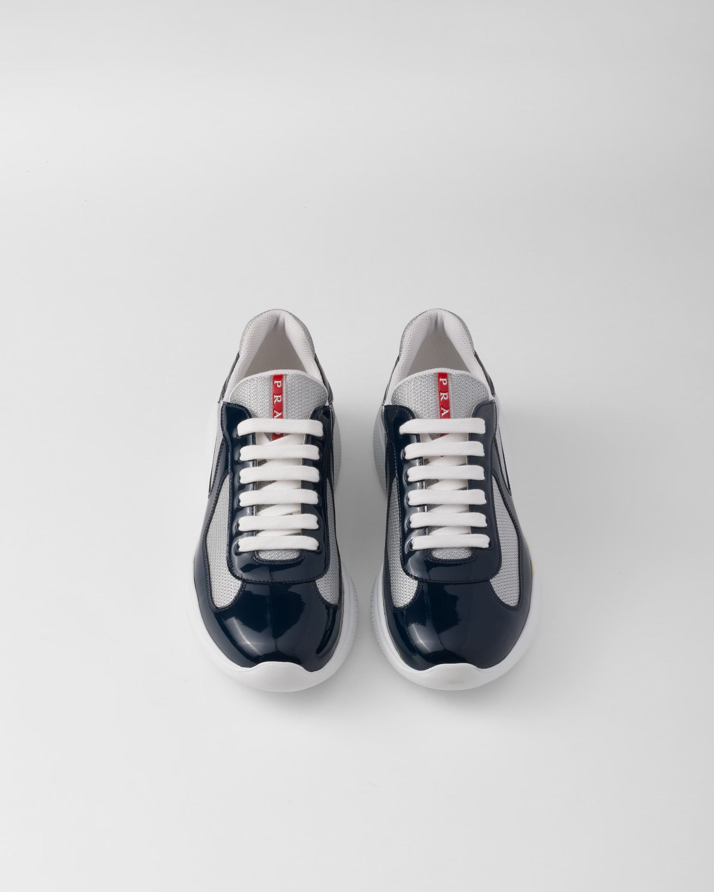 Patent leather and technical fabric Prada America's Cup sneakers (Royal Blue/Silver)