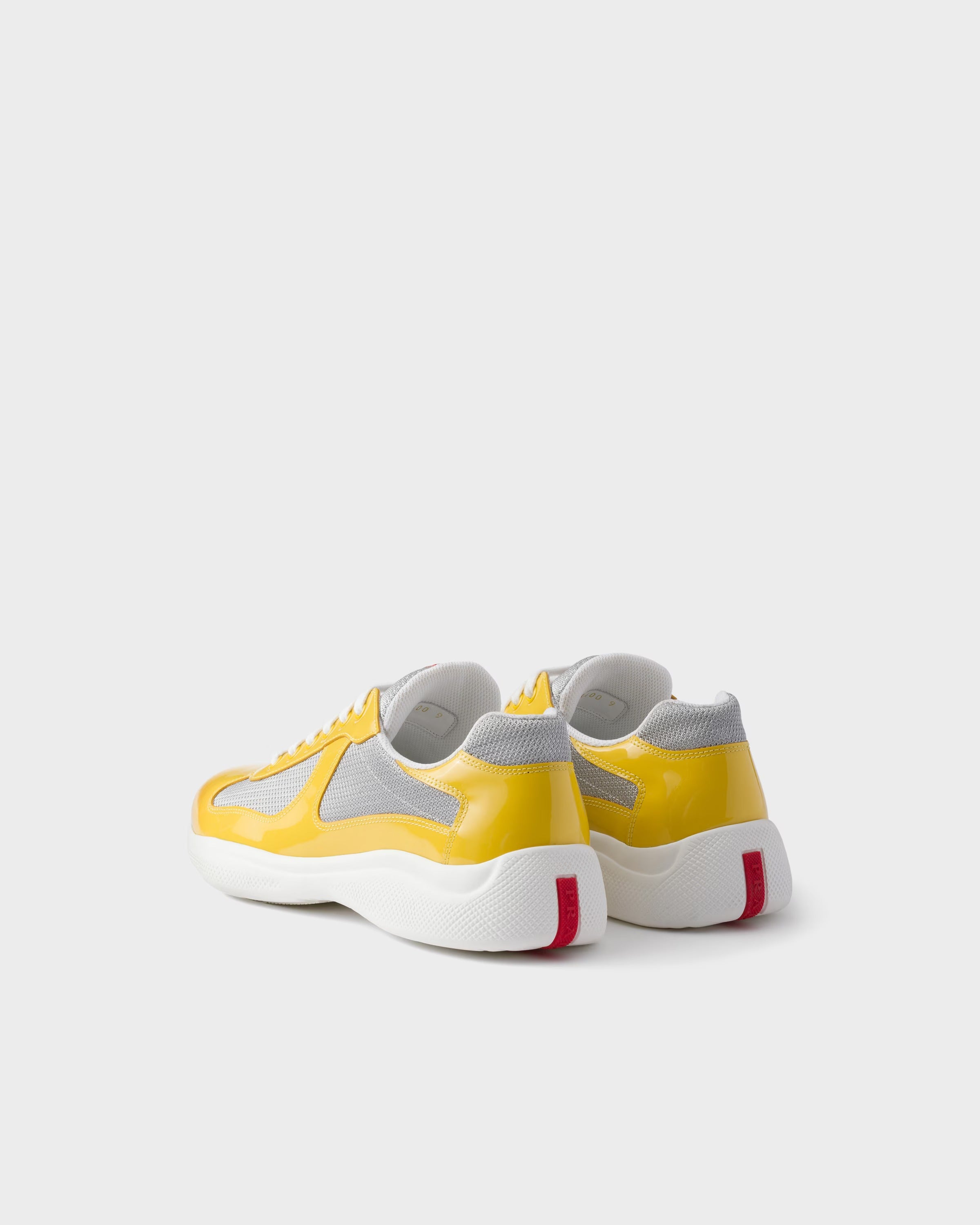 Patent leather and technical fabric Prada America's Cup sneakers Sunny (Yellow/Silver)