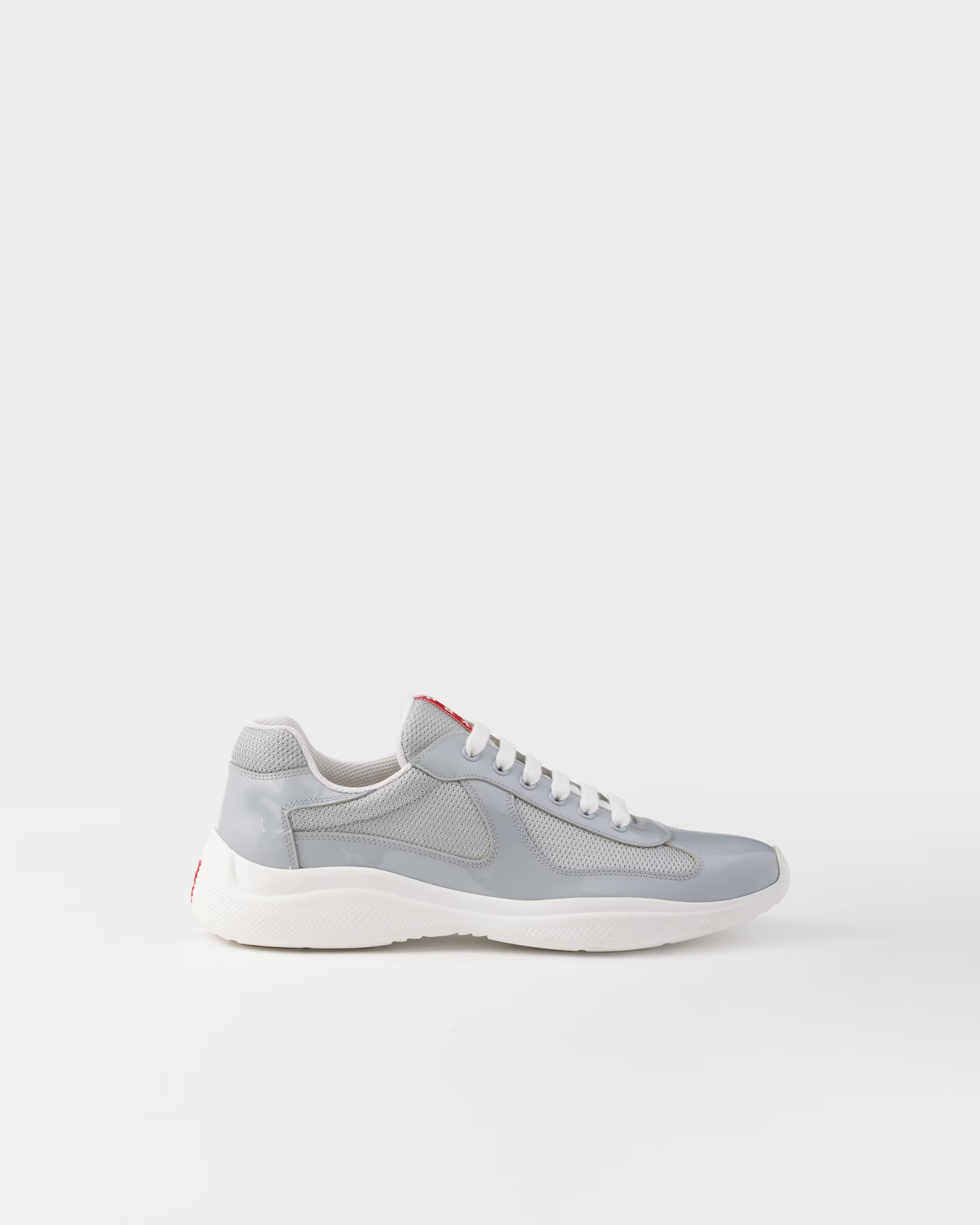 Patent leather and technical fabric Prada America's Cup sneakers Sunny (Pearl / Silver)