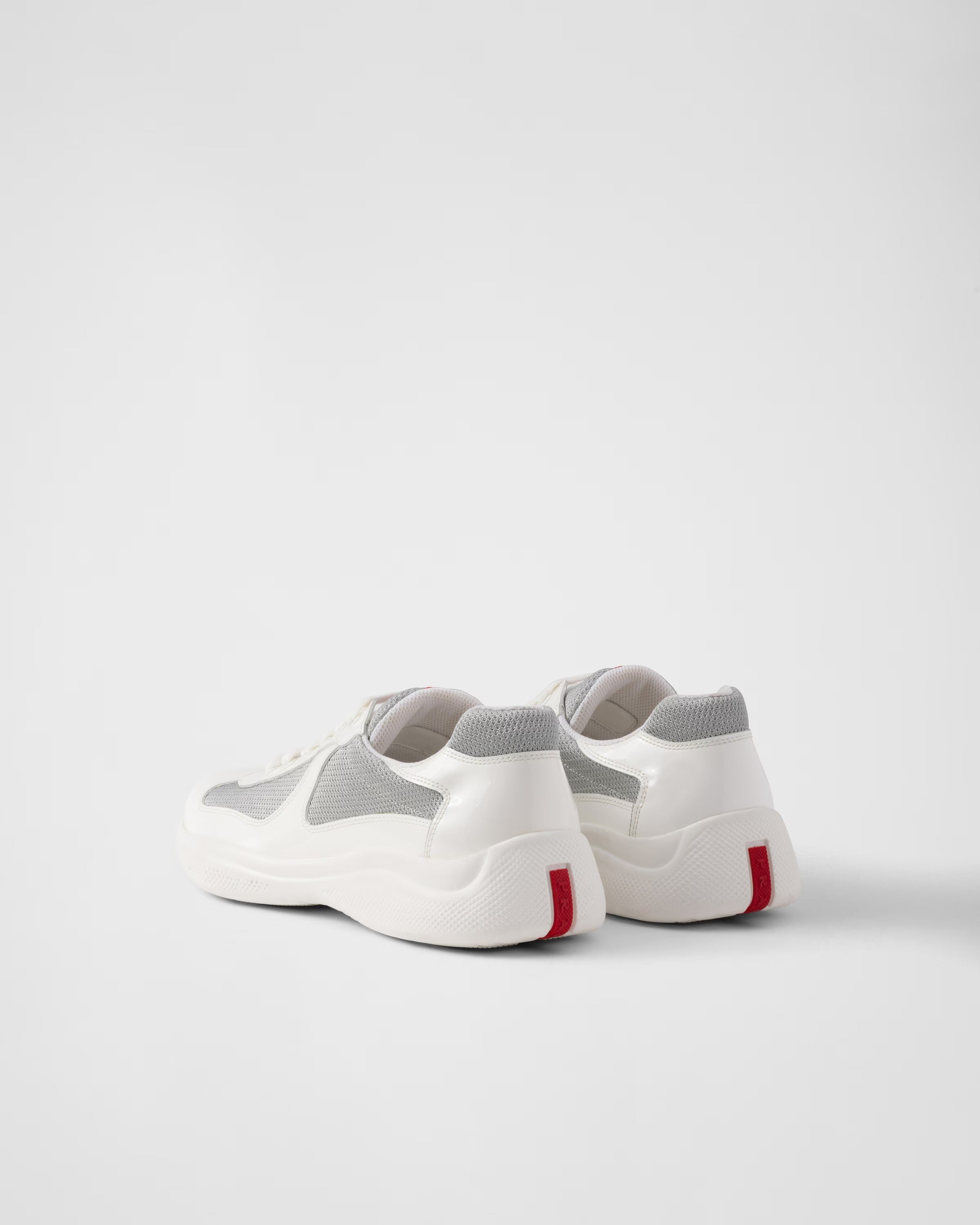 Patent leather and technical fabric Prada America's Cup sneakers Sunny (White/Silver)