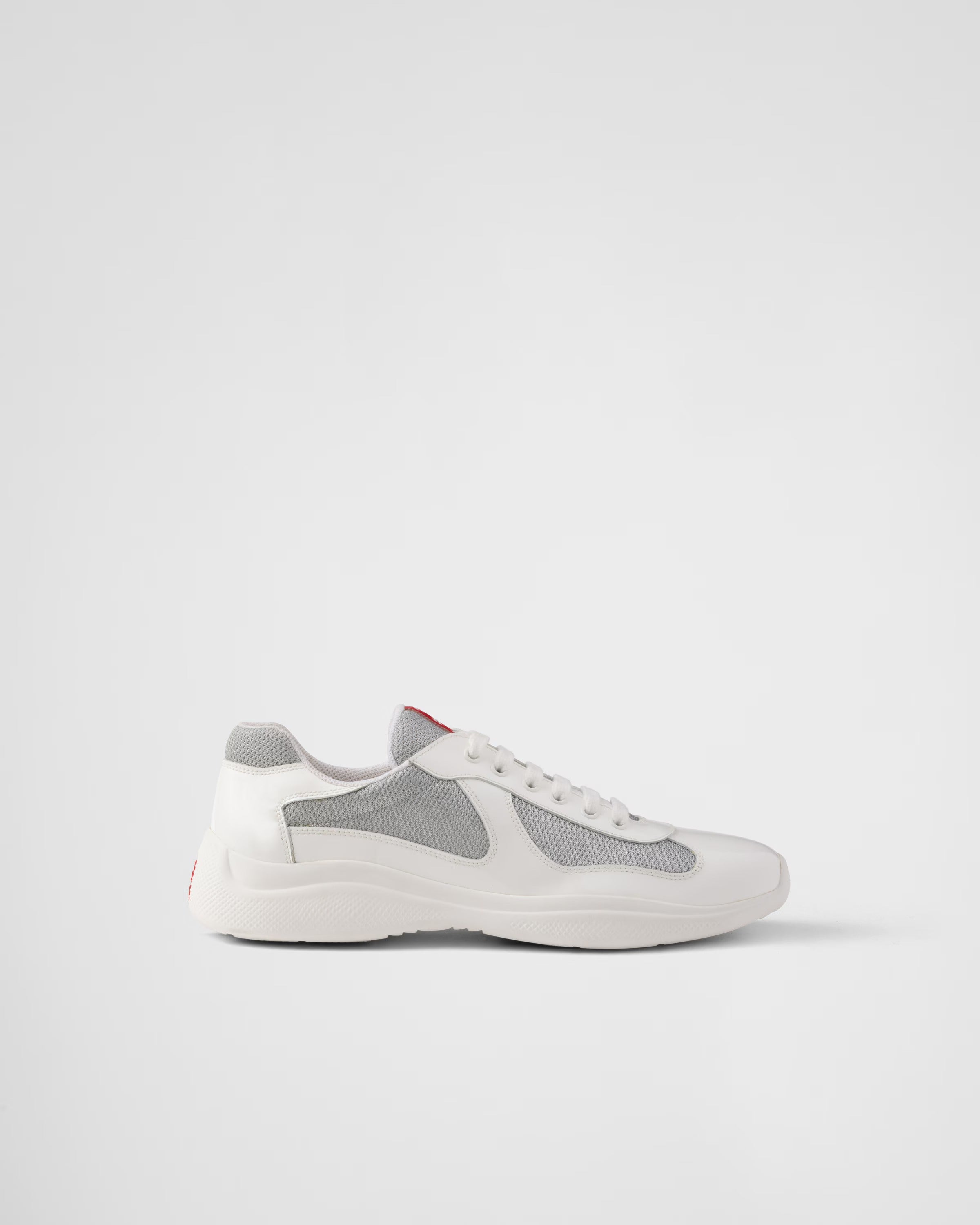 Patent leather and technical fabric Prada America's Cup sneakers Sunny (White/Silver)