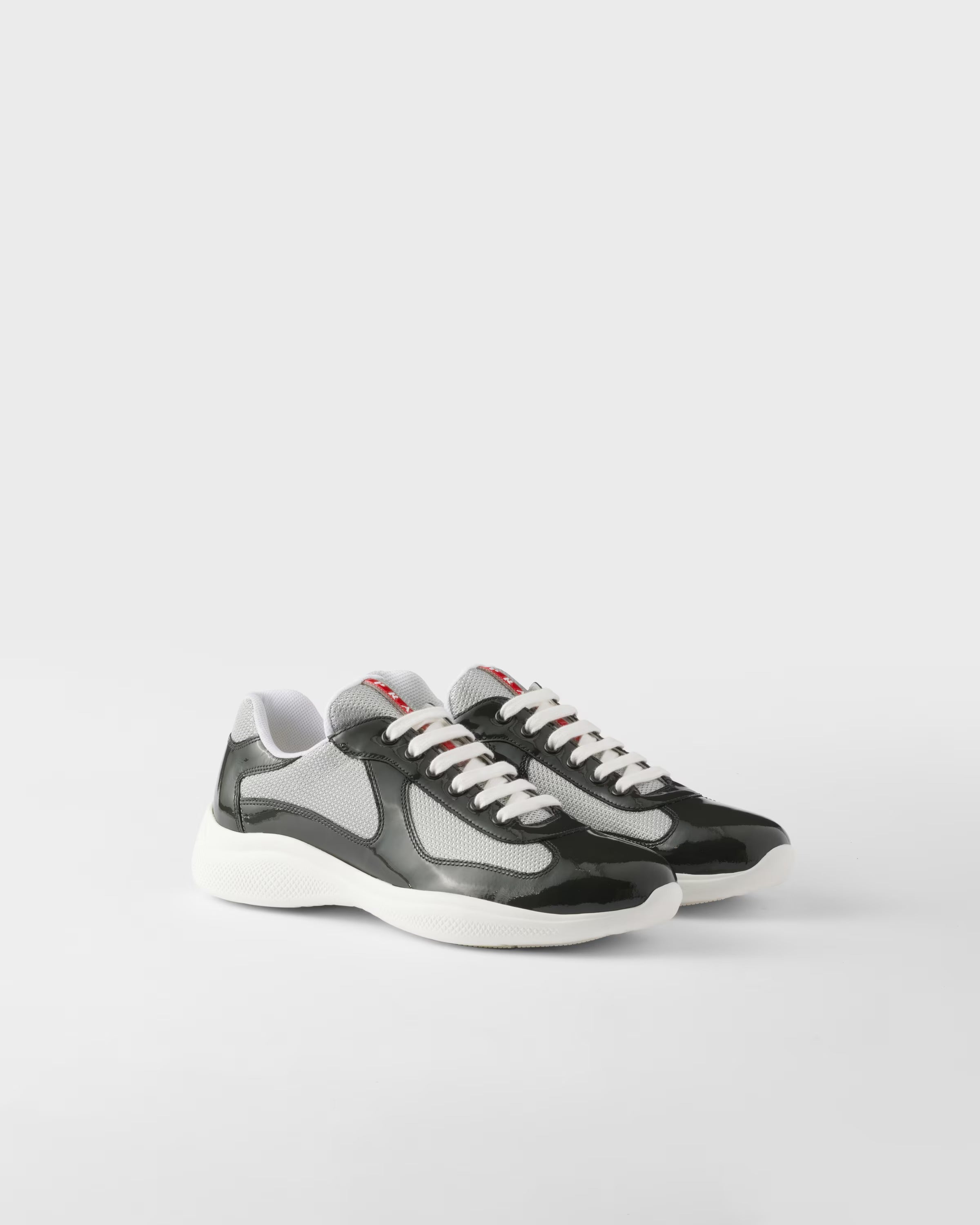 Patent leather and technical fabric Prada America's Cup sneakers (Anthracite Gray/Silver)
