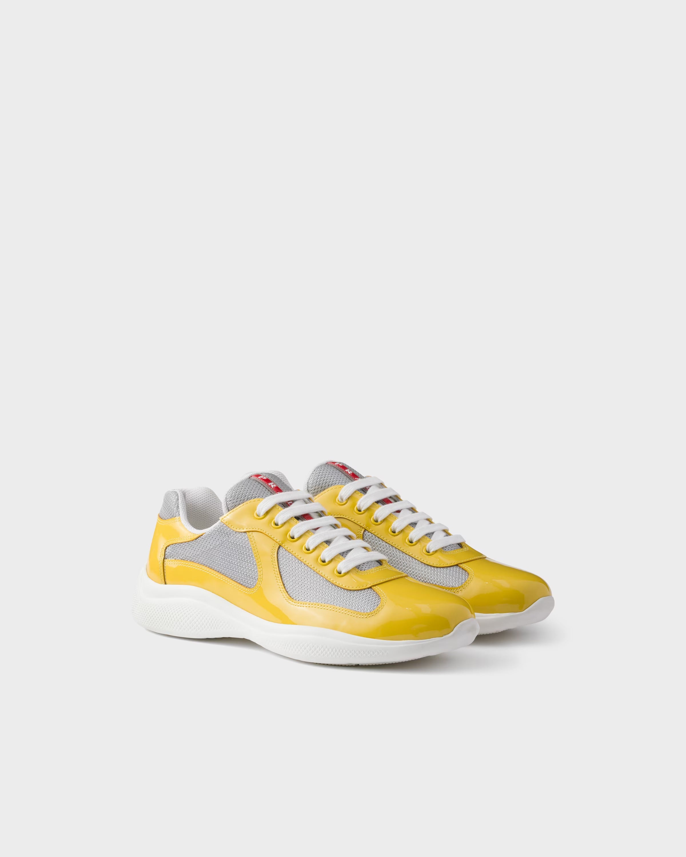 Patent leather and technical fabric Prada America's Cup sneakers Sunny (Yellow/Silver)