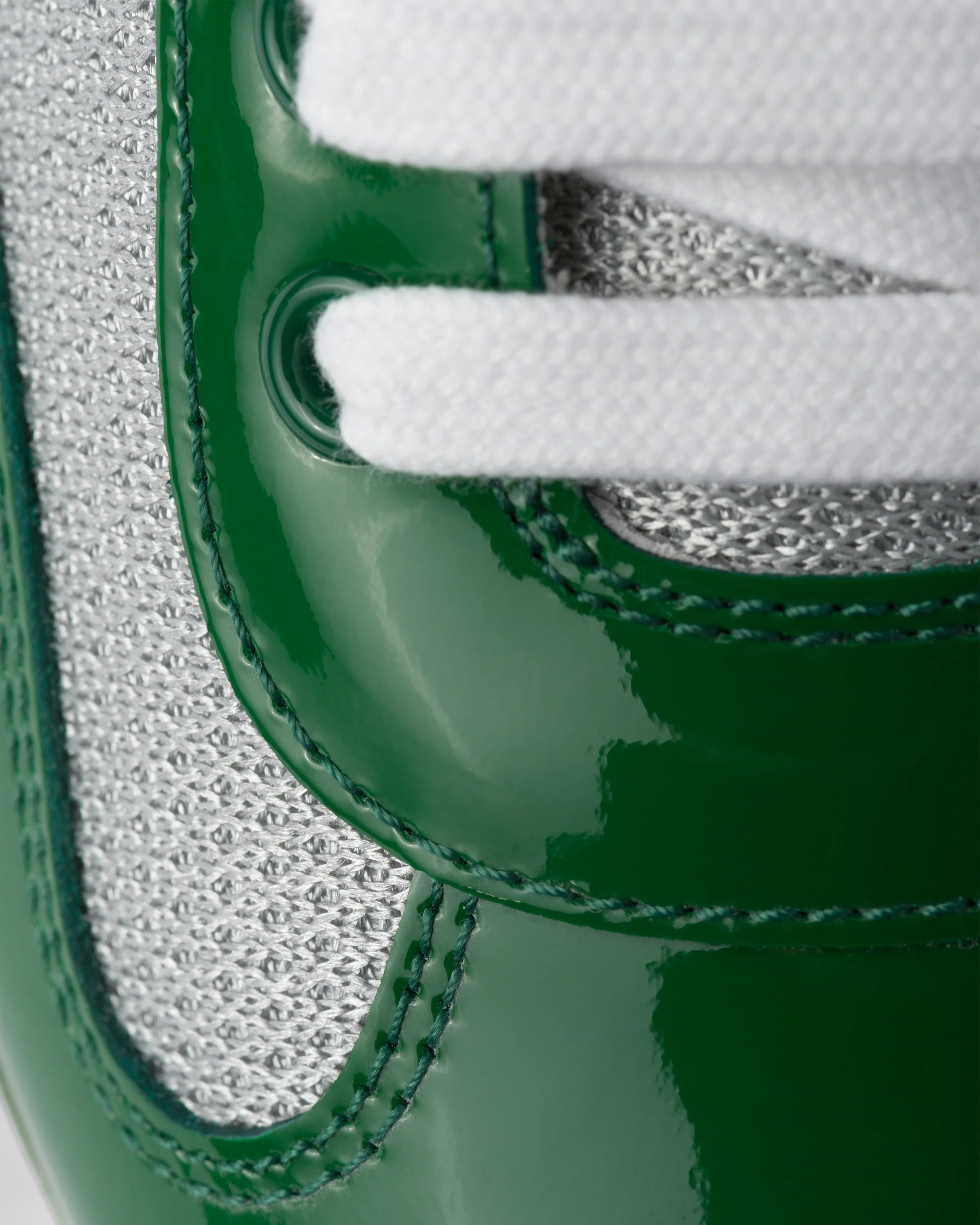 Patent leather and technical fabric Prada America's Cup sneakers (Green / Silver)