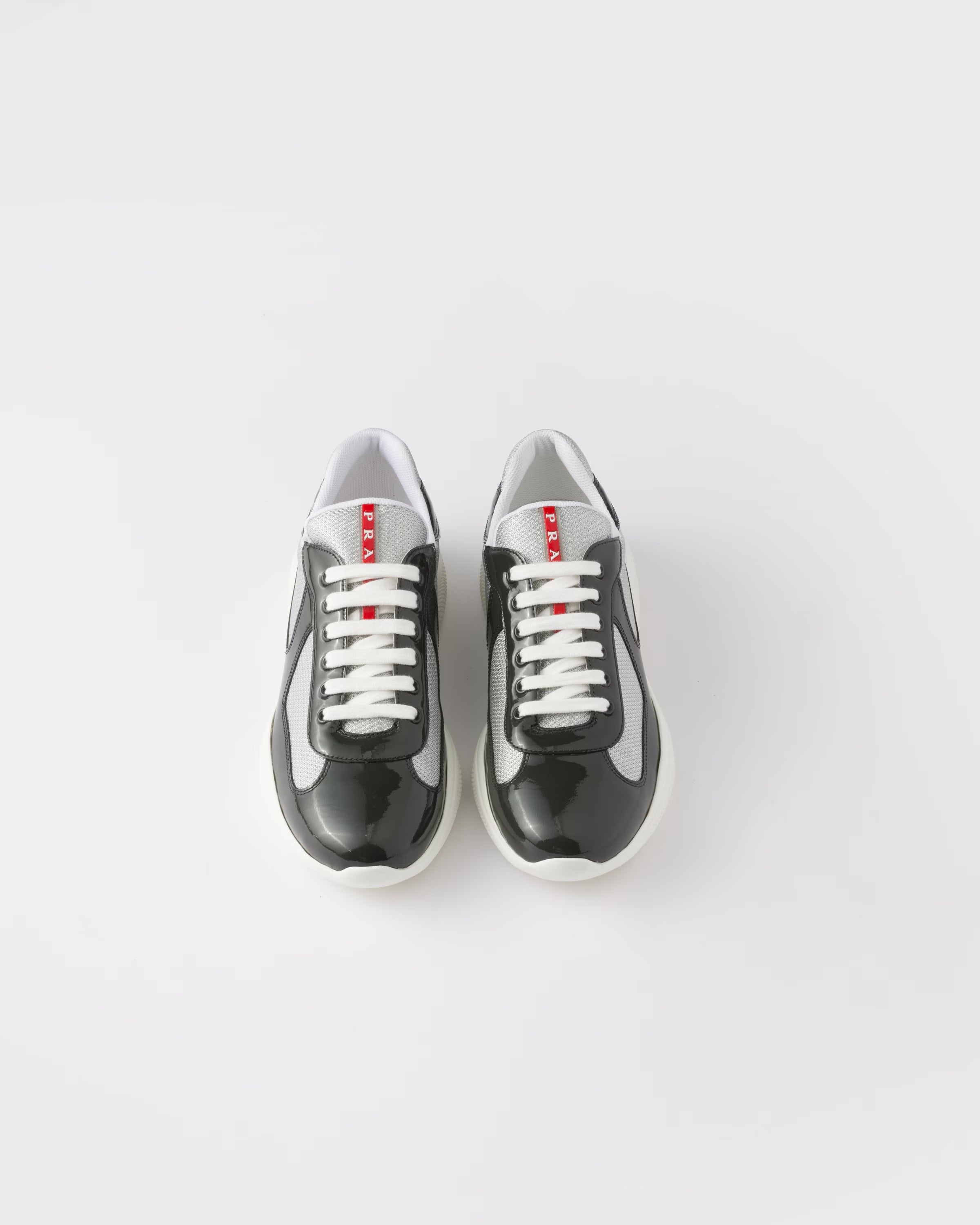 Patent leather and technical fabric Prada America's Cup sneakers (Anthracite Gray/Silver)