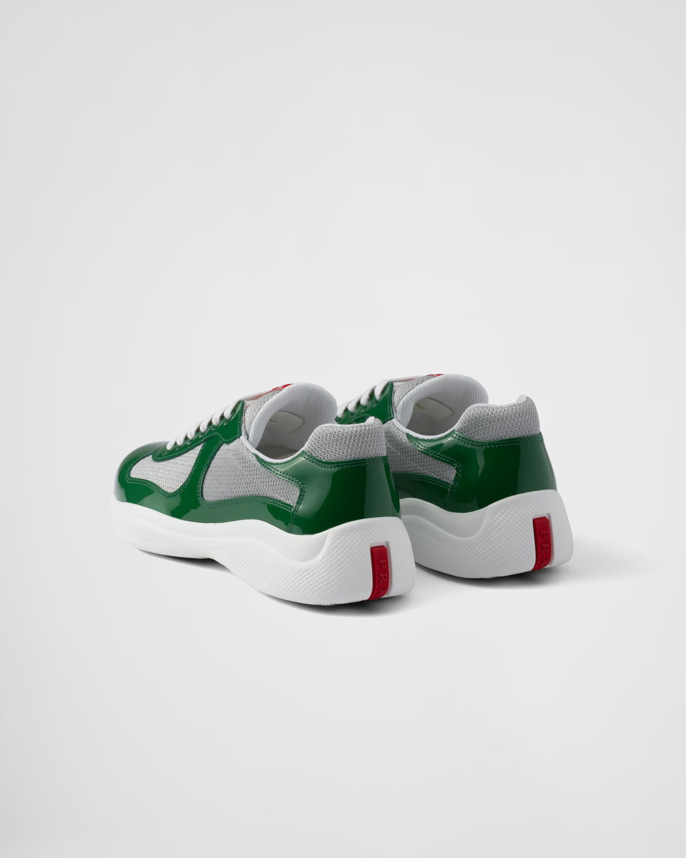Patent leather and technical fabric Prada America's Cup sneakers (Green / Silver)