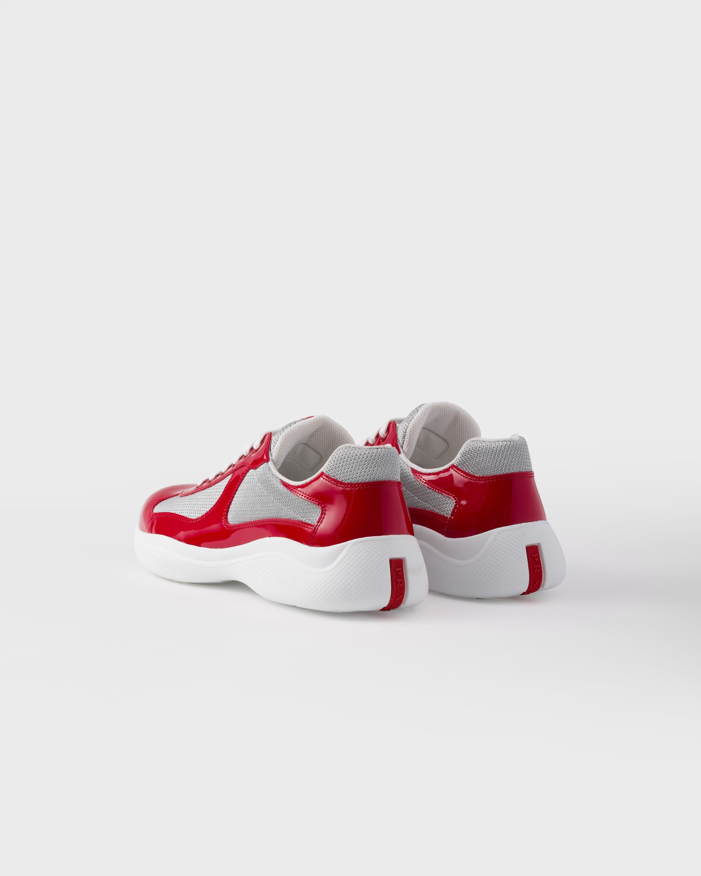 Patent leather and technical fabric Prada America's Cup sneakers (Red/Silver)