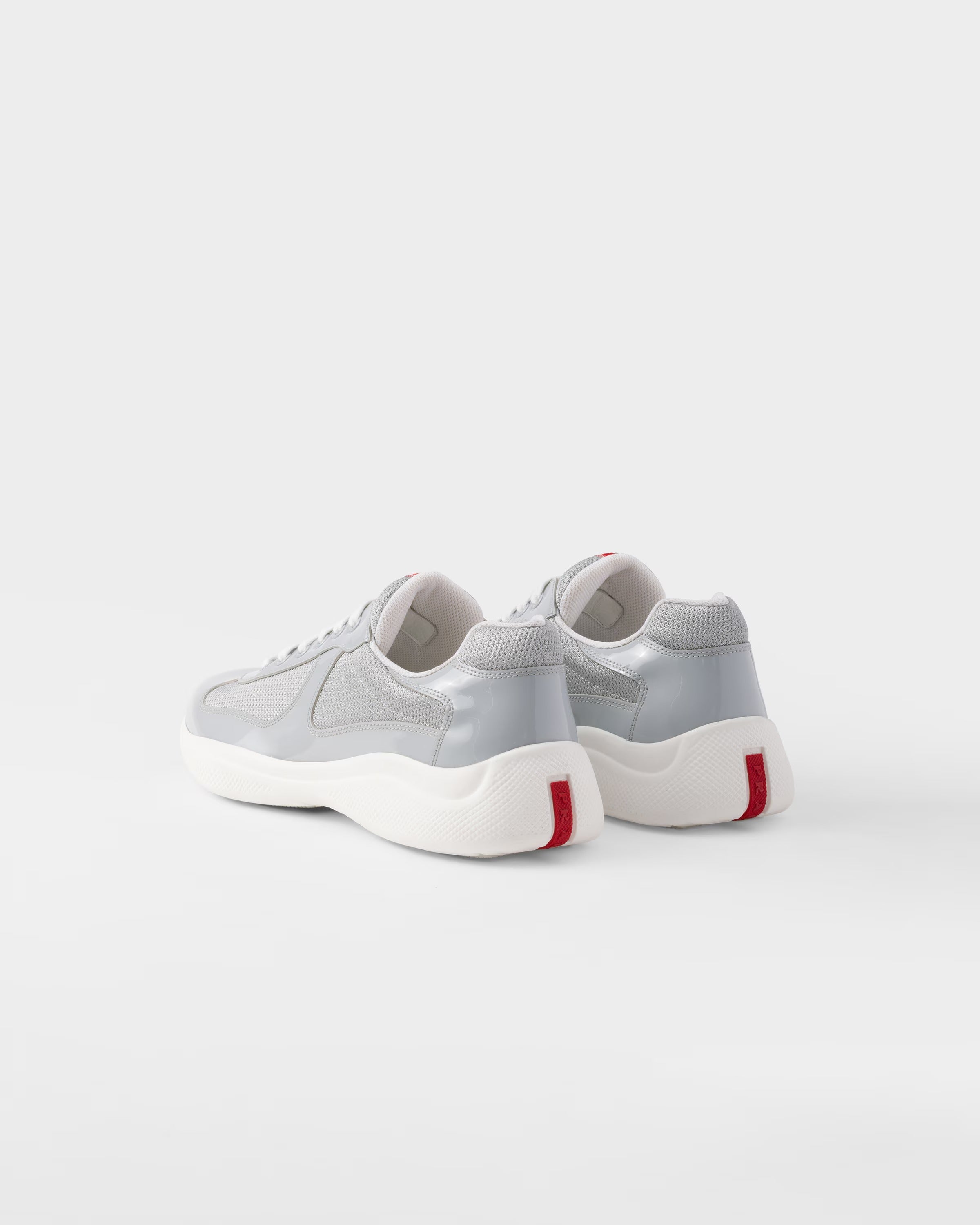 Patent leather and technical fabric Prada America's Cup sneakers Sunny (Pearl / Silver)