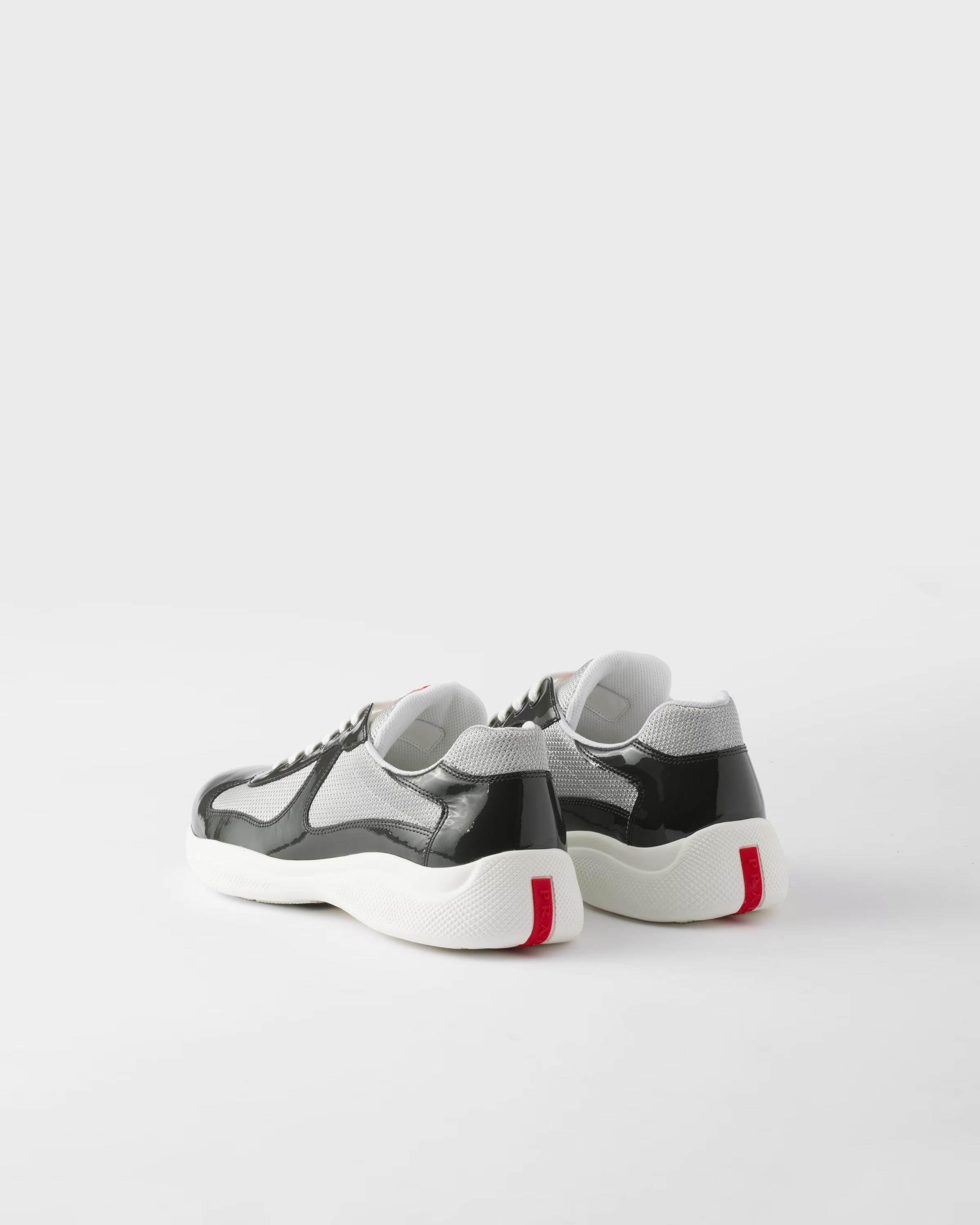 Patent leather and technical fabric Prada America's Cup sneakers (Anthracite Gray/Silver)