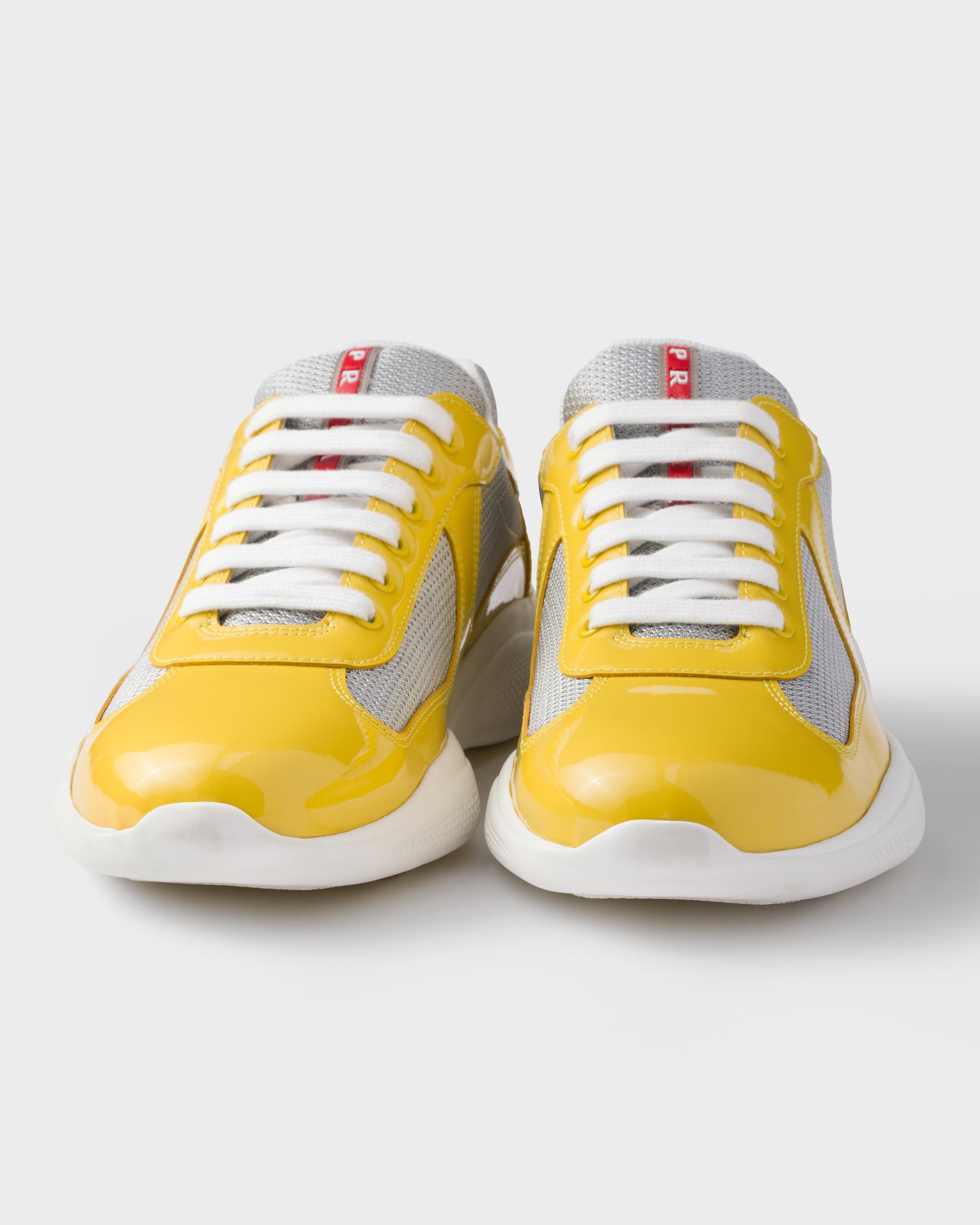 Patent leather and technical fabric Prada America's Cup sneakers Sunny (Yellow/Silver)