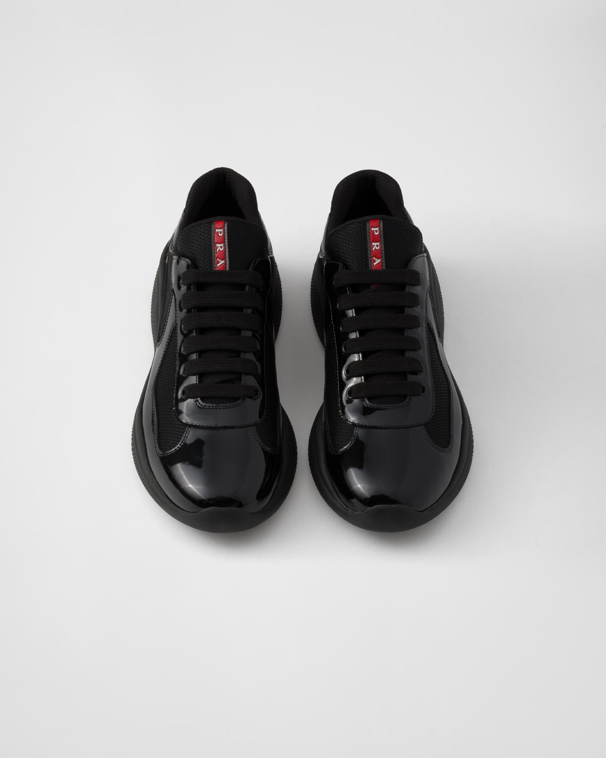 Patent leather and technical fabric Prada America's Cup sneakers (Black)