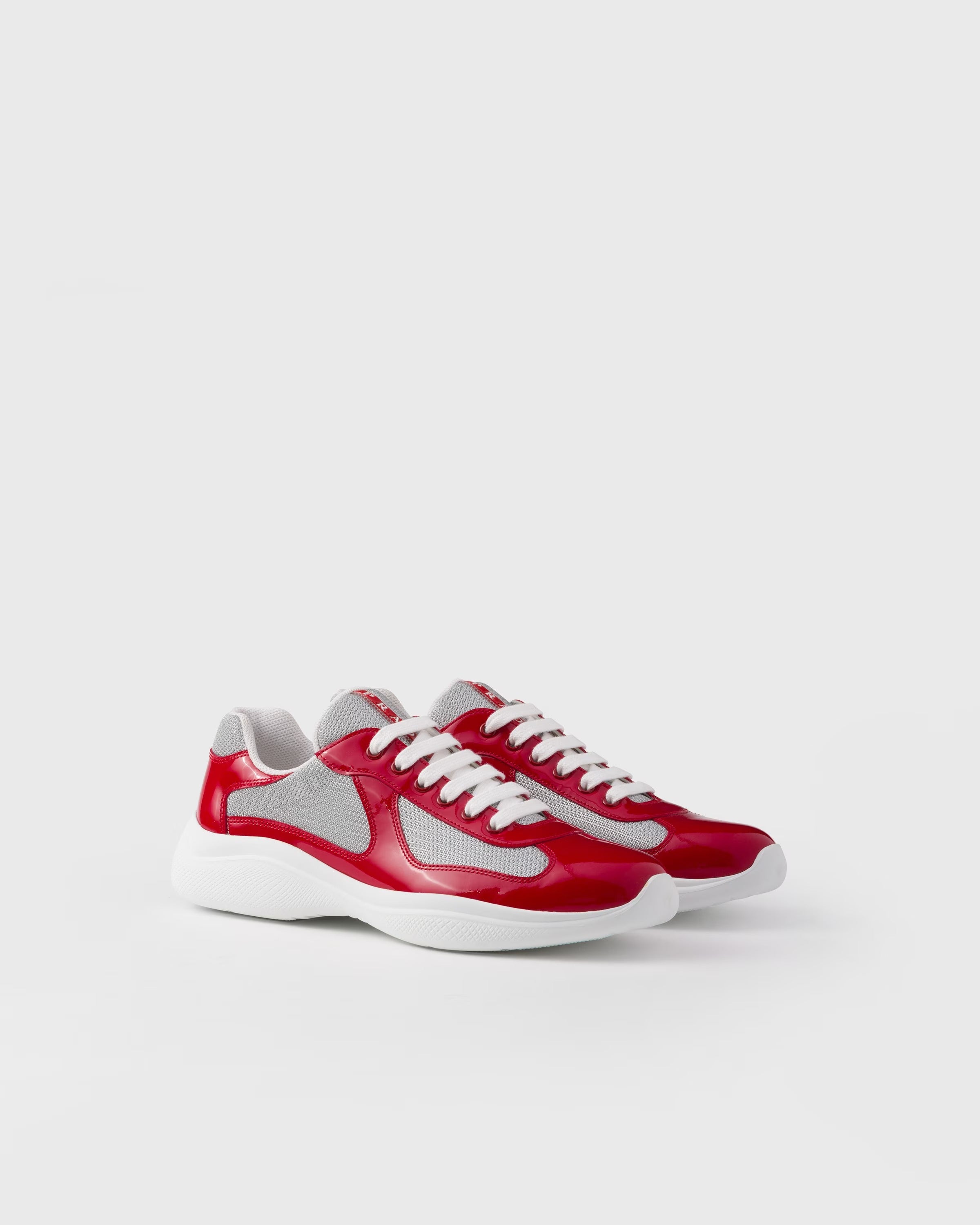 Patent leather and technical fabric Prada America's Cup sneakers (Red/Silver)