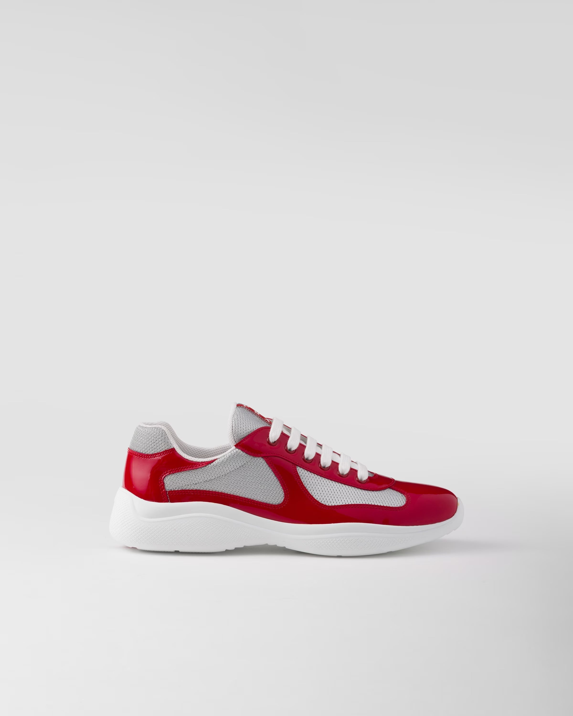 Patent leather and technical fabric Prada America's Cup sneakers (Red/Silver)