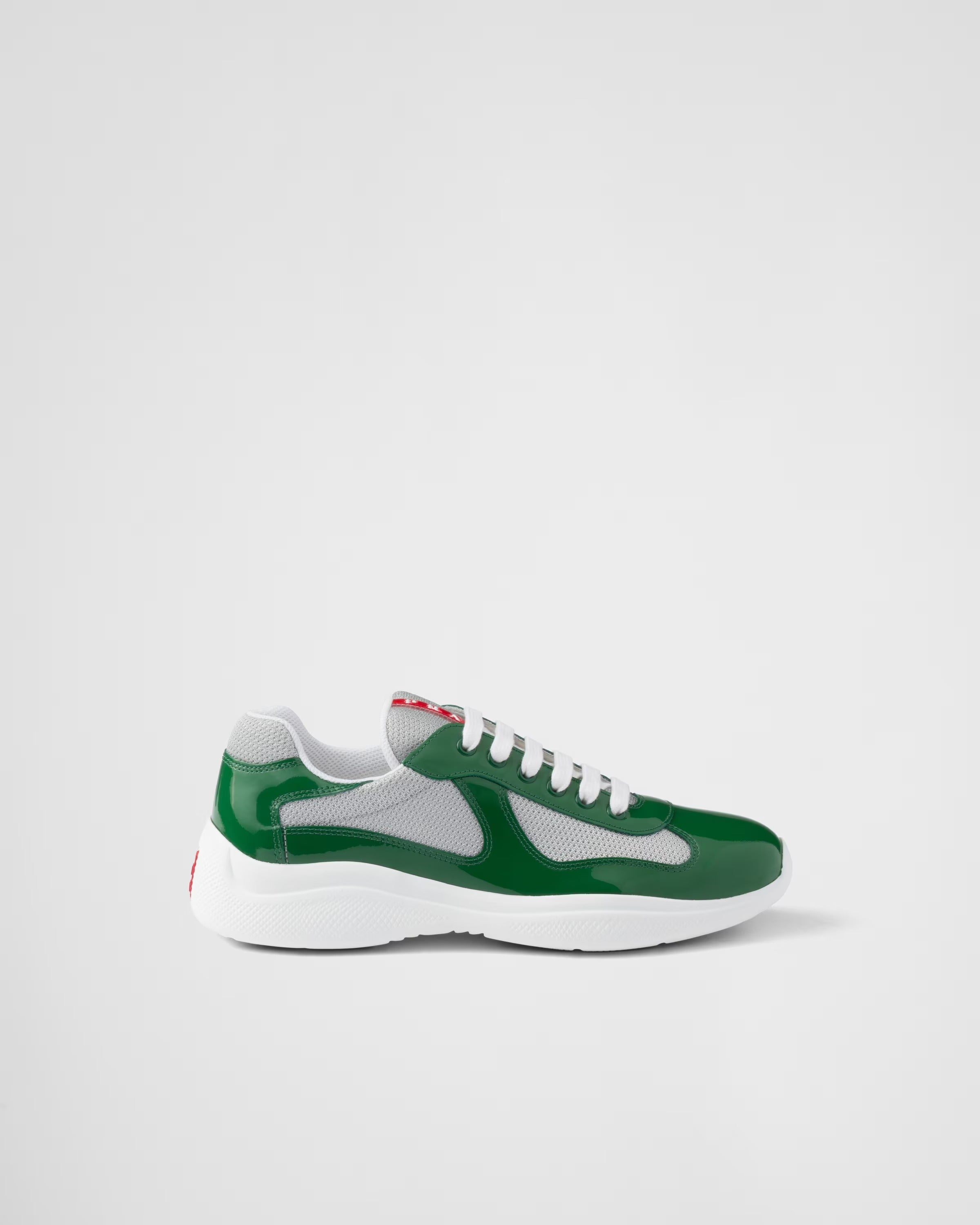 Patent leather and technical fabric Prada America's Cup sneakers (Green / Silver)