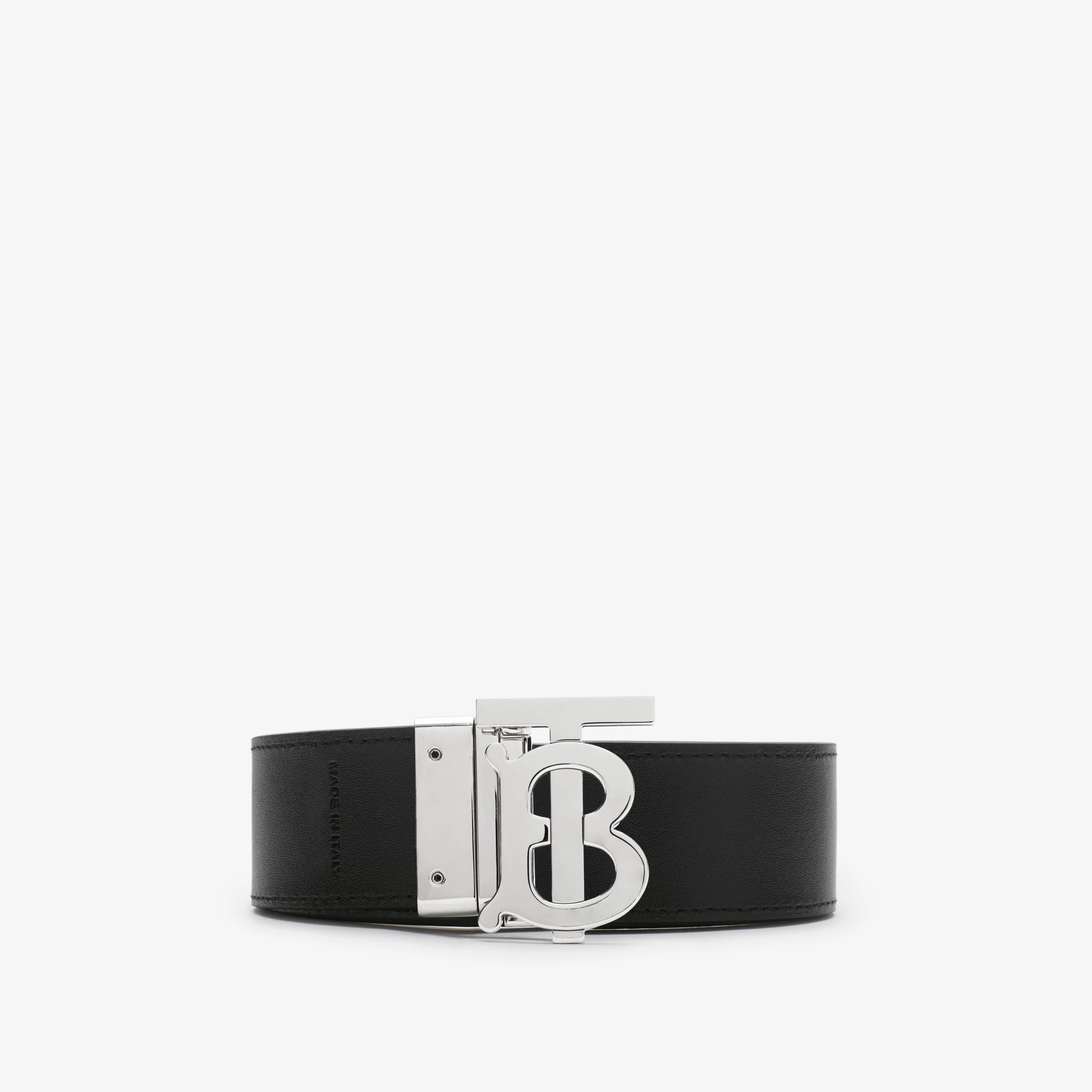 Check and Leather Reversible TB Belt