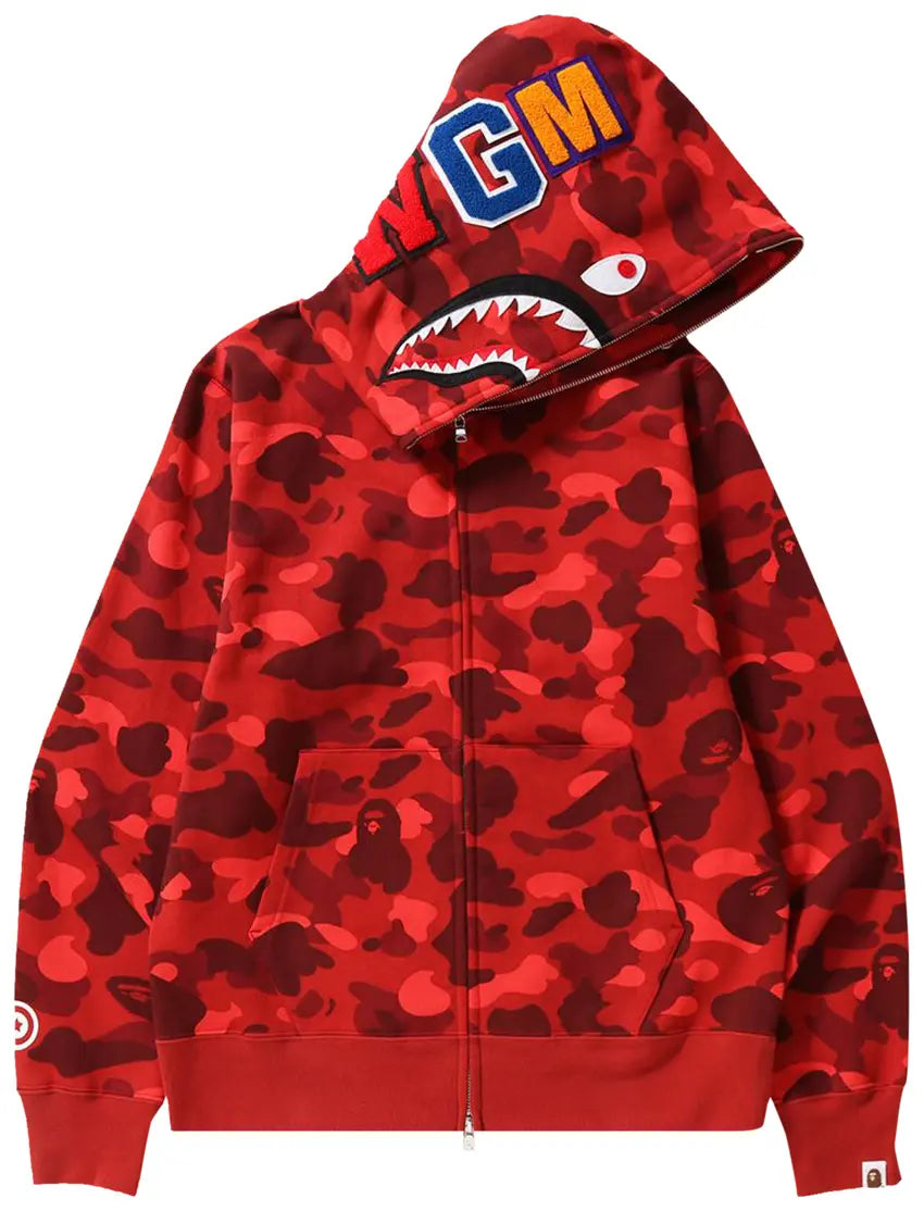 BAPE Color Camo Shark Full Zip Hoodie 'Red'