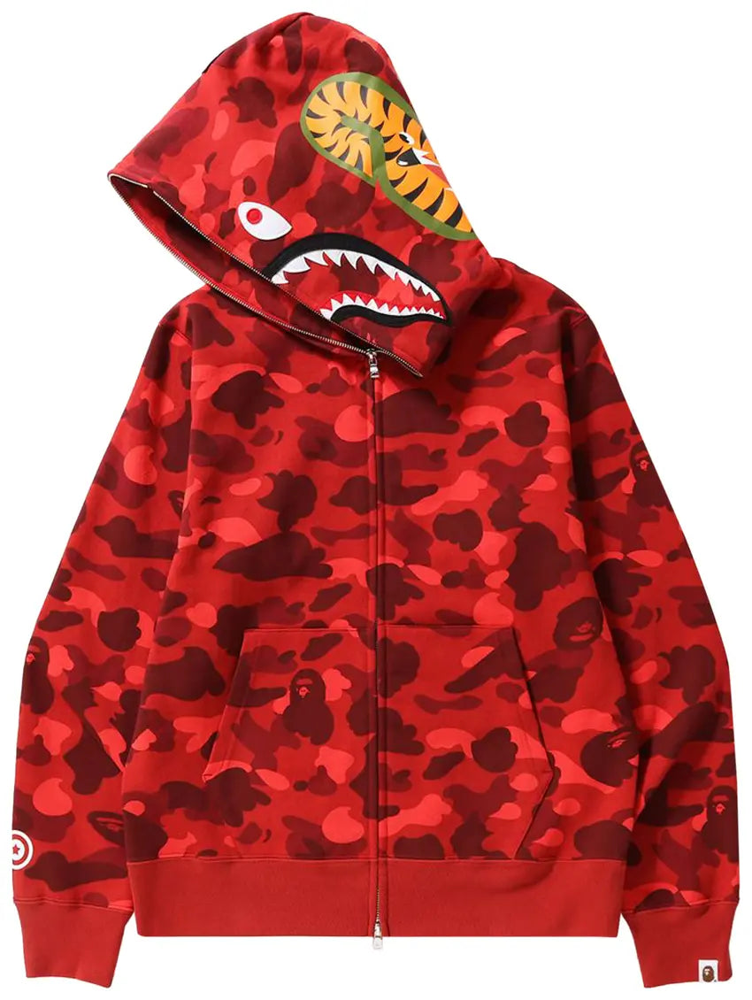 BAPE Color Camo Shark Full Zip Hoodie 'Red'