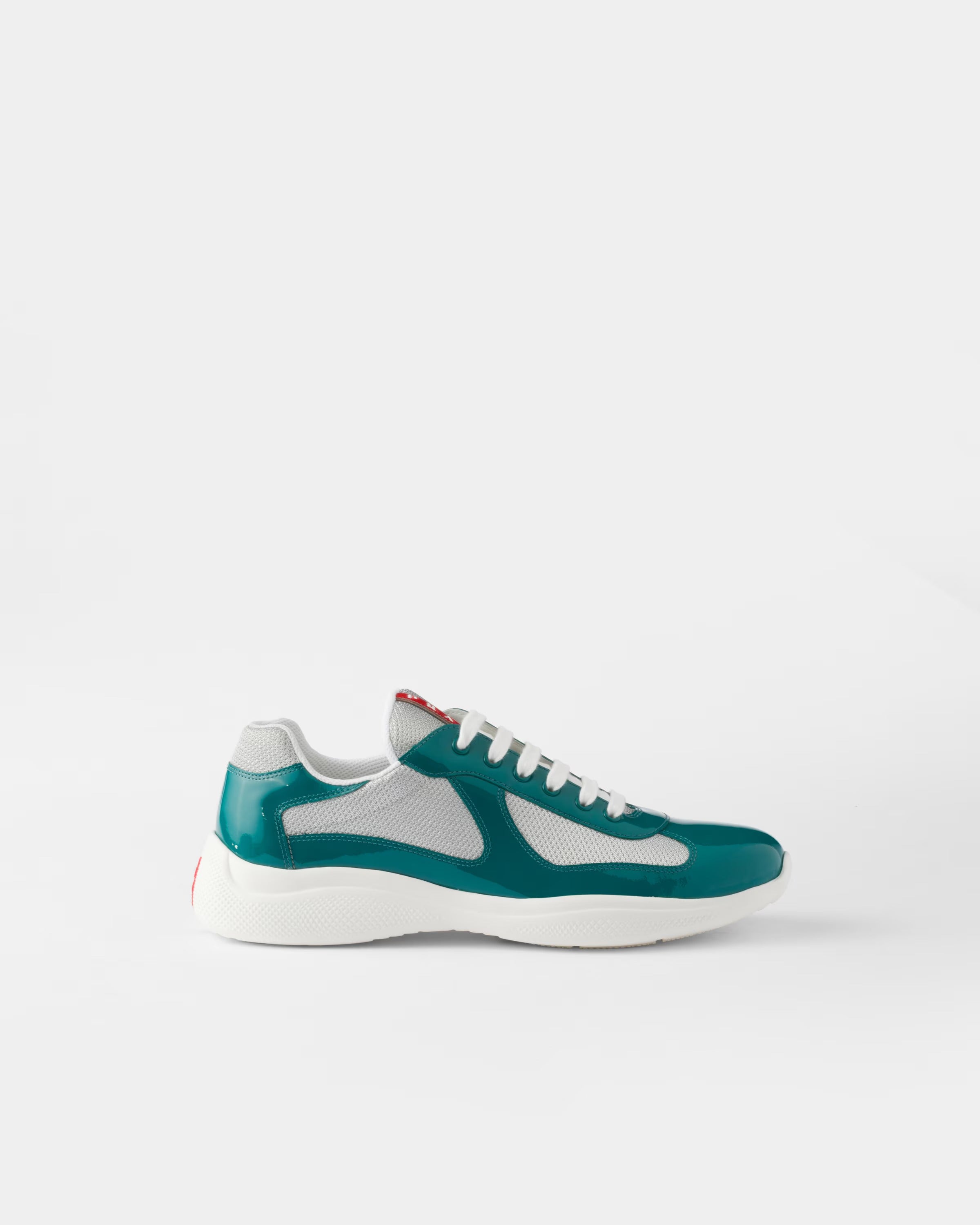 Patent leather and technical fabric Prada America's Cup sneakers( Lagoon Blue/Silver)