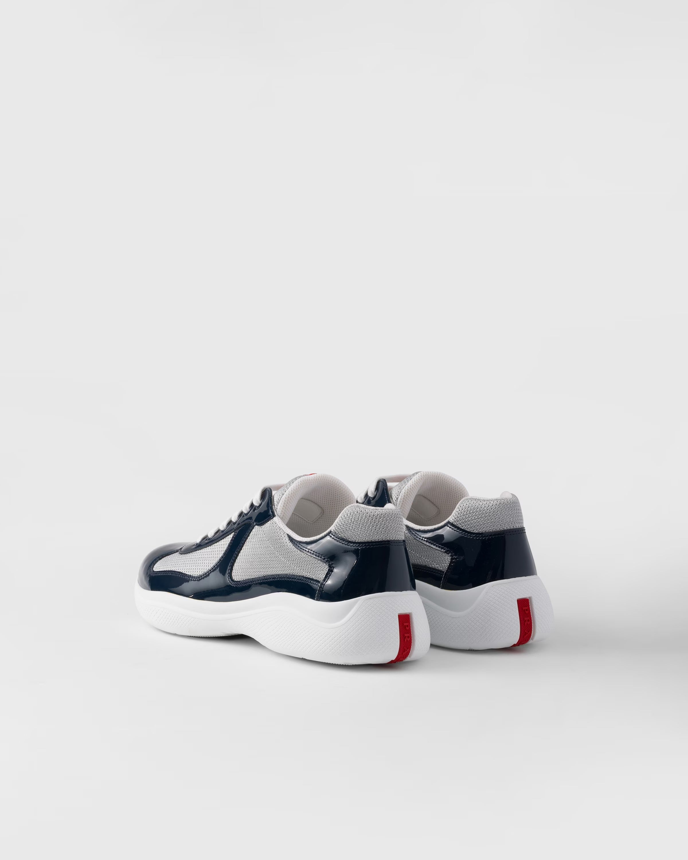 Patent leather and technical fabric Prada America's Cup sneakers (Royal Blue/Silver)