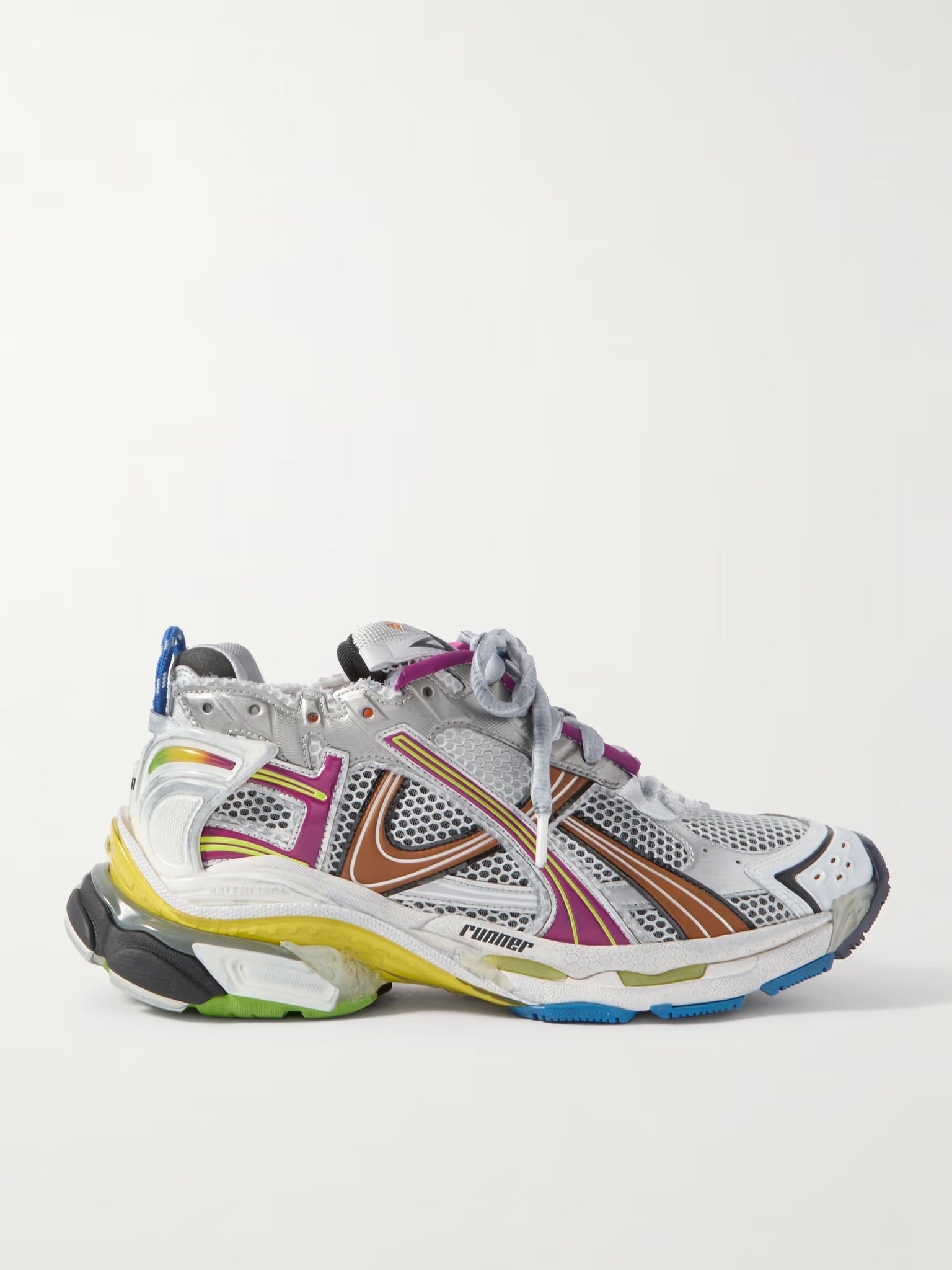 Runner Distressed Rubber and Mesh Sneakers